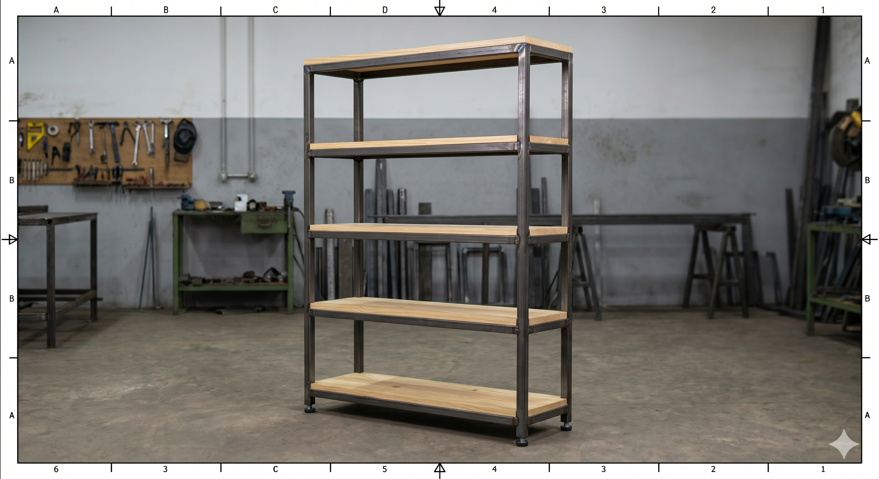 Rack Industrial Madeira e Aço